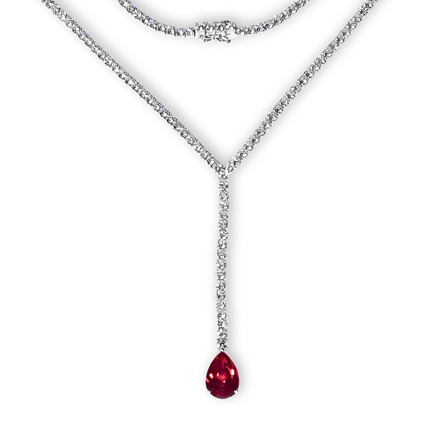 Collana Riviera Goccia Rosso Rubino