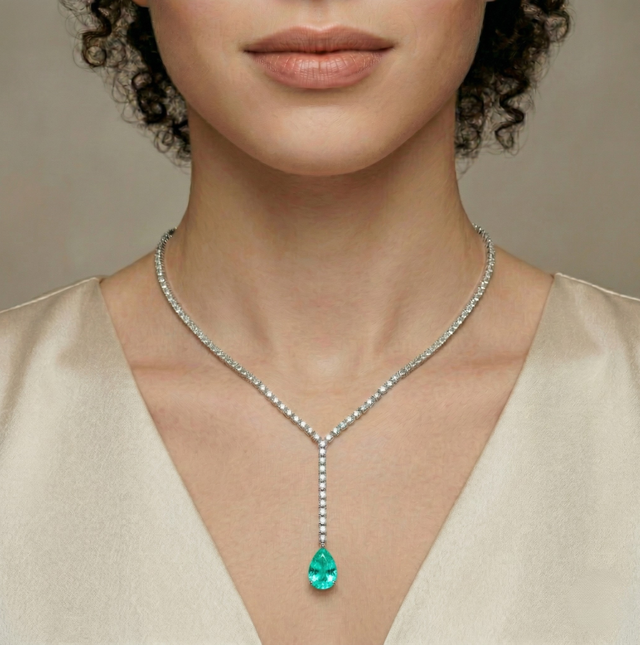 Collana Riviera Goccia Verde Paraiba
