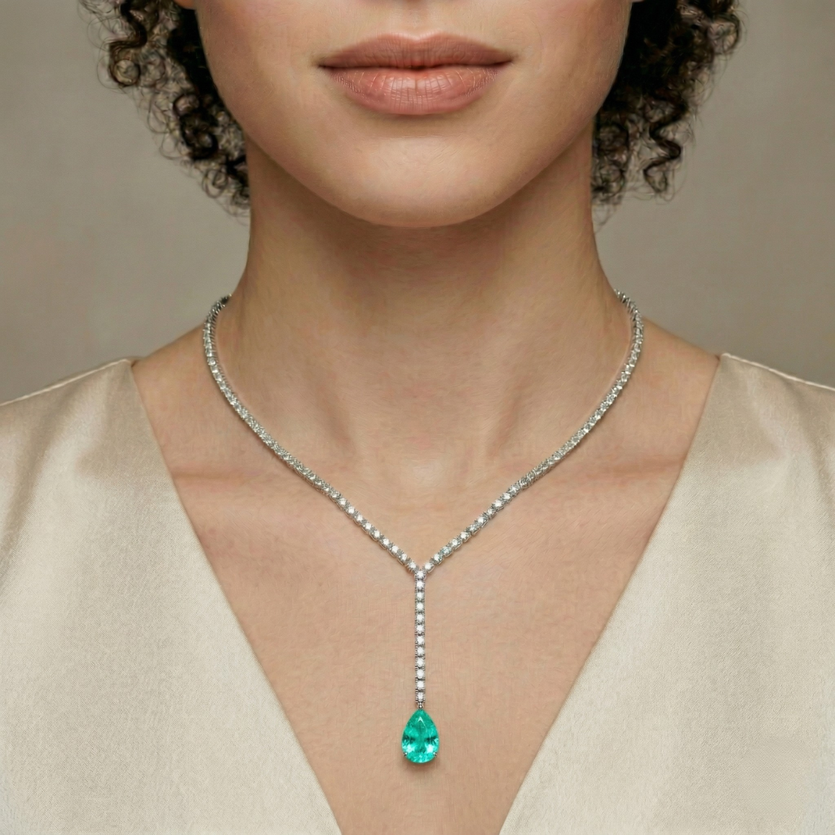 Collana Riviera Goccia Verde Paraiba