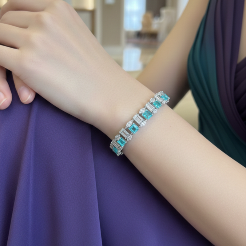 Bracciale Tennis Duo Azzurro Acquamarina