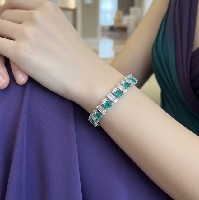 Bracciale Tennis Duo Verde Smeraldo