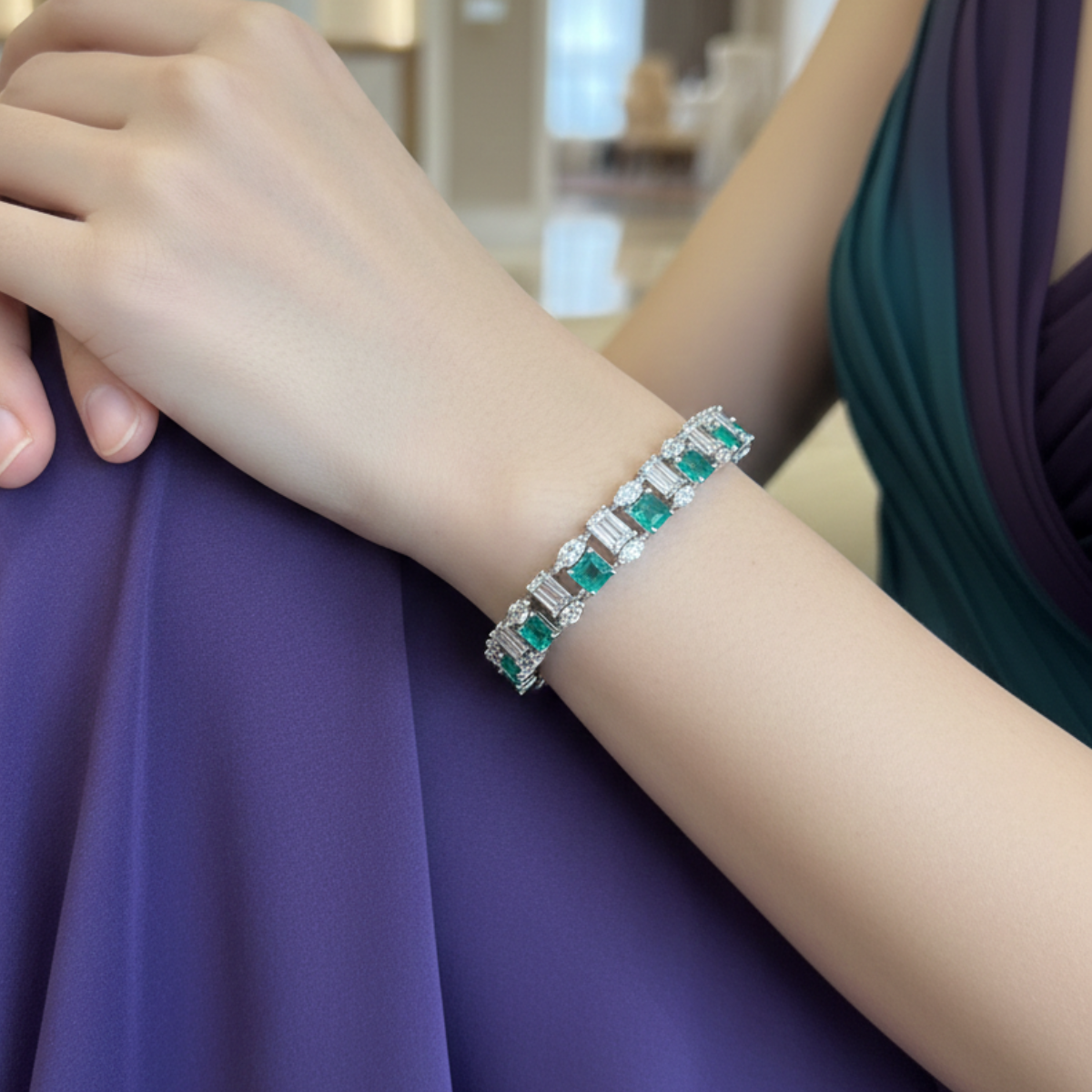 Bracciale Tennis Duo Verde Smeraldo