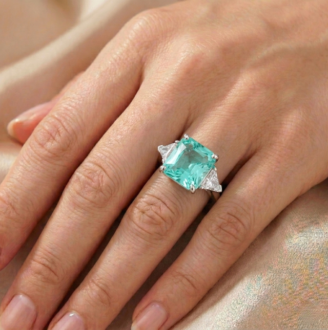 Anello Trilogy Radiant Verde Paraiba