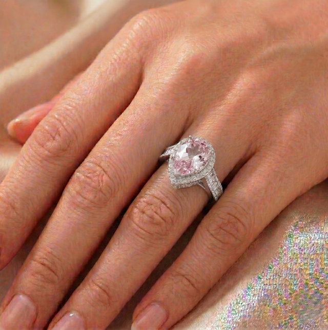 Anello Goccia Halo Rosa