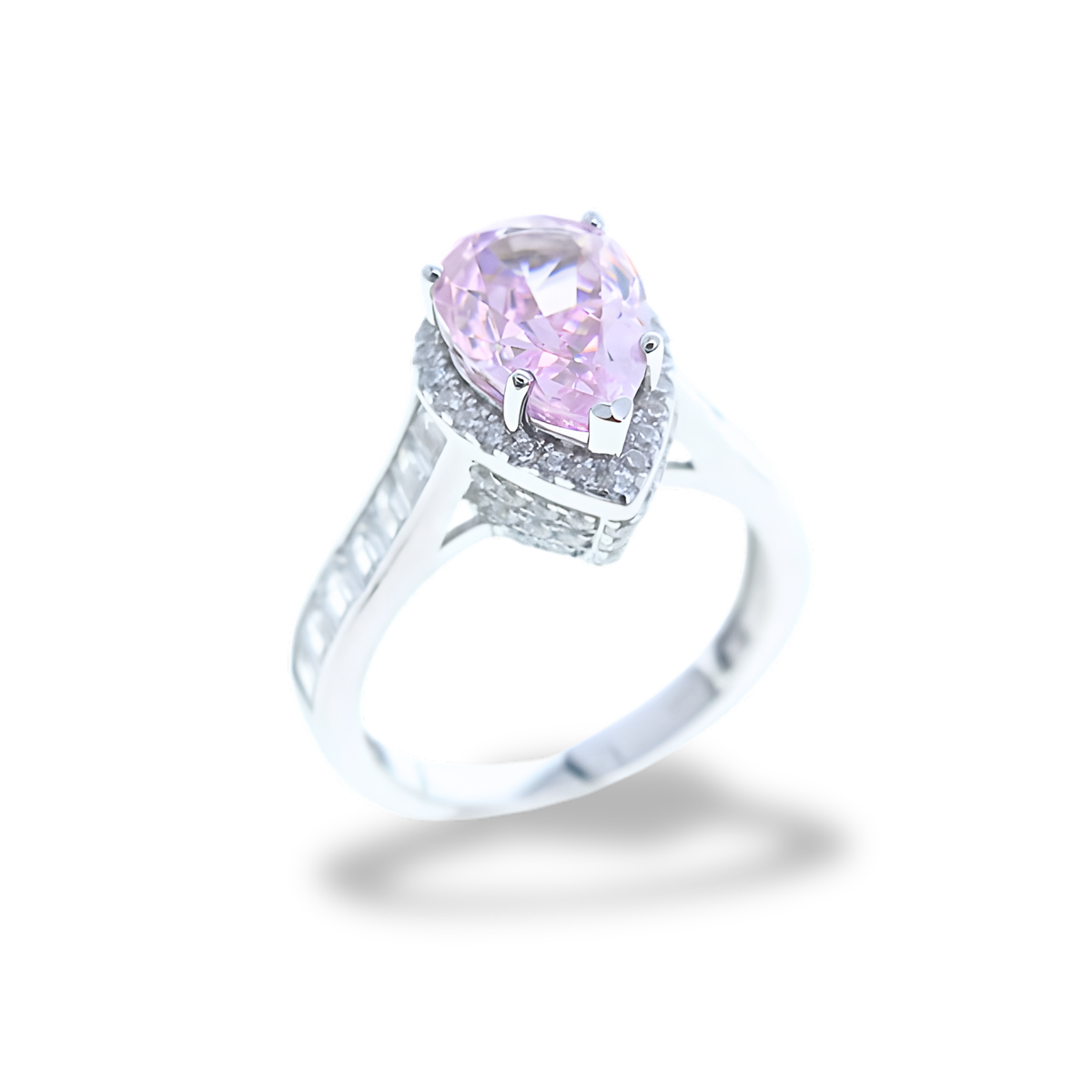 Anello Goccia Halo Rosa