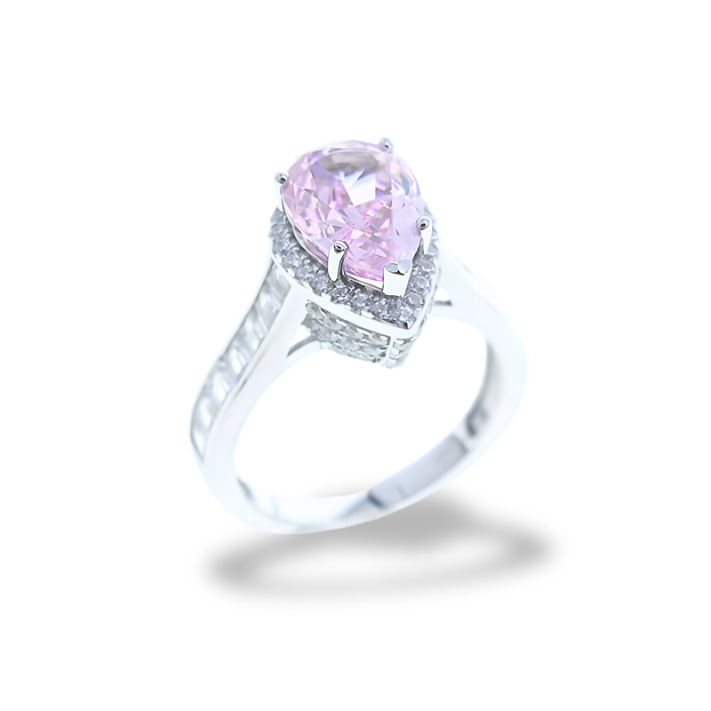 Anello Goccia Halo Rosa