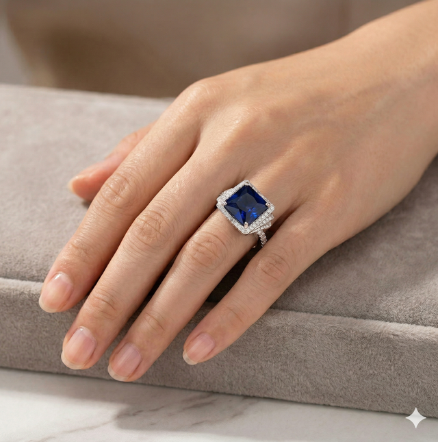 Anello Vortice Princess Blu Zaffiro