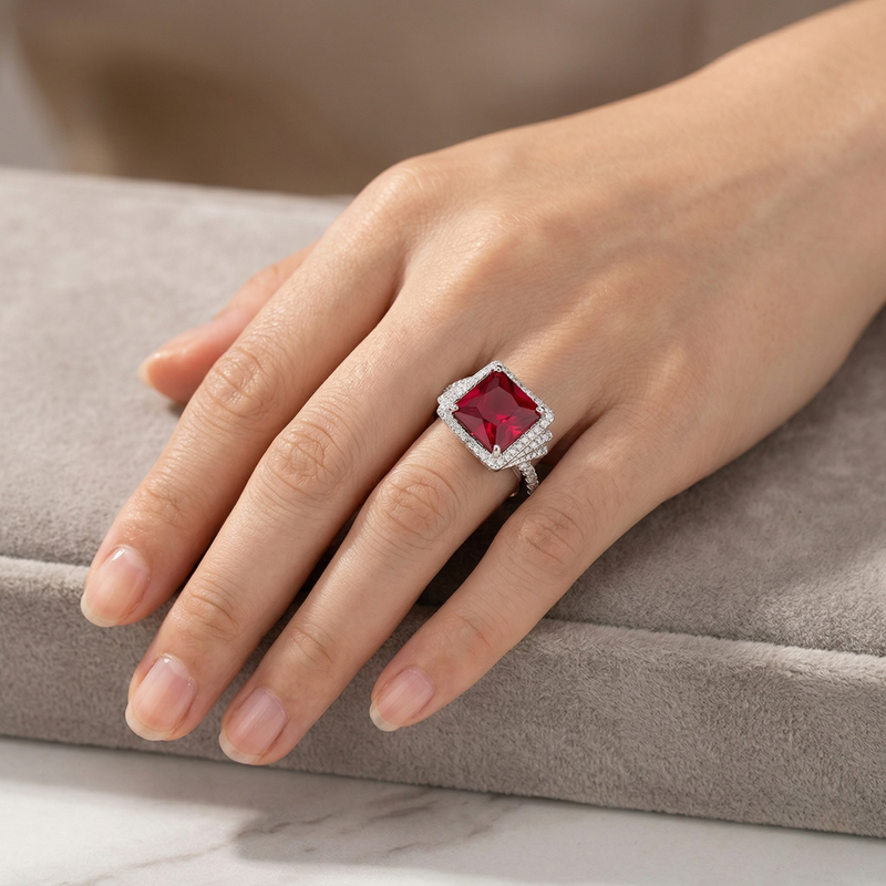 Anello Vortice Princess Rosso Rubino