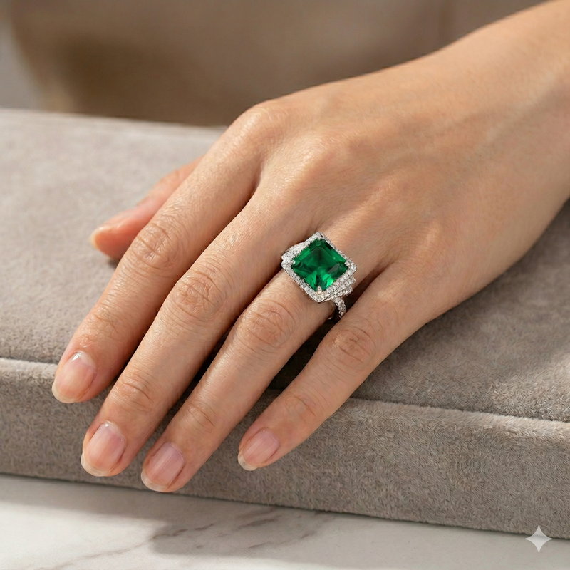 Anello Vortice Princess Verde Smeraldo