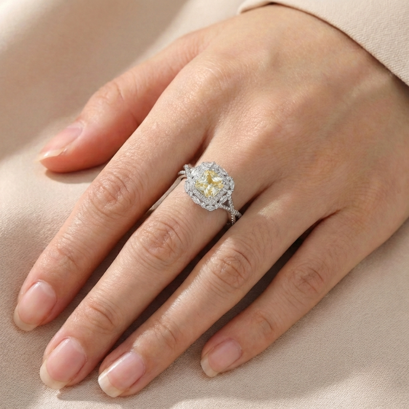 Anello Halo Twist Giallo