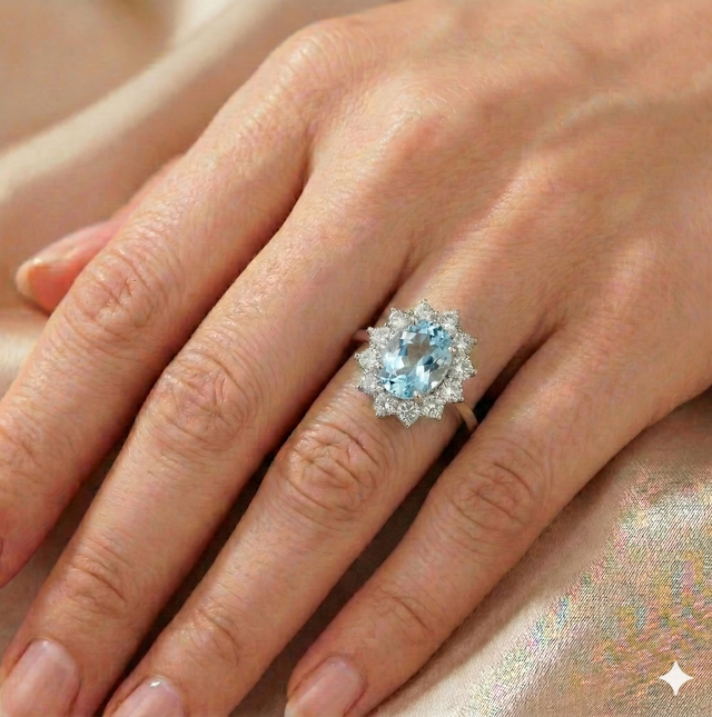 Anello Azzurro Acquamarina