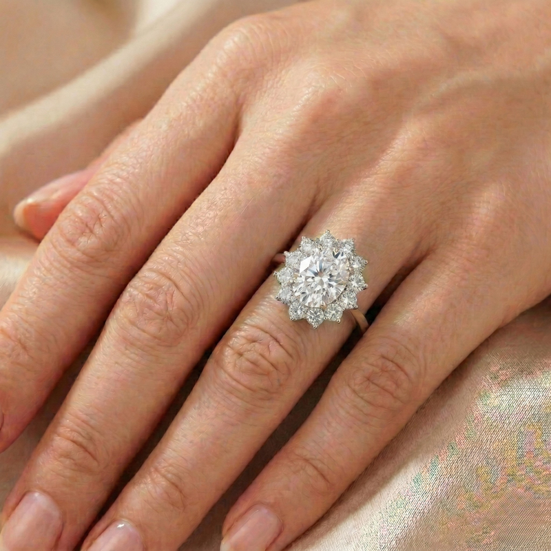 Anello Cluster Reale Bianco Diamante