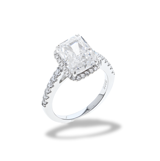 Anello Halo Essenziale Bianco Diamante
