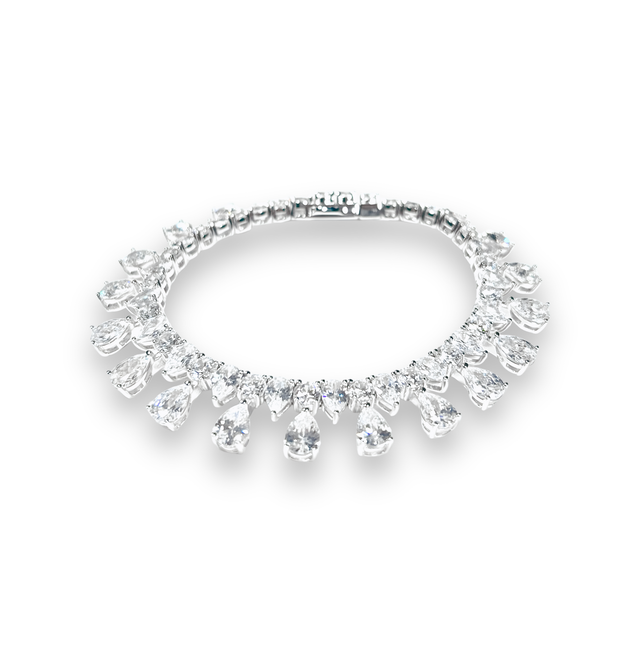 Bracciale Frangia di Gocce Bianco Diamante