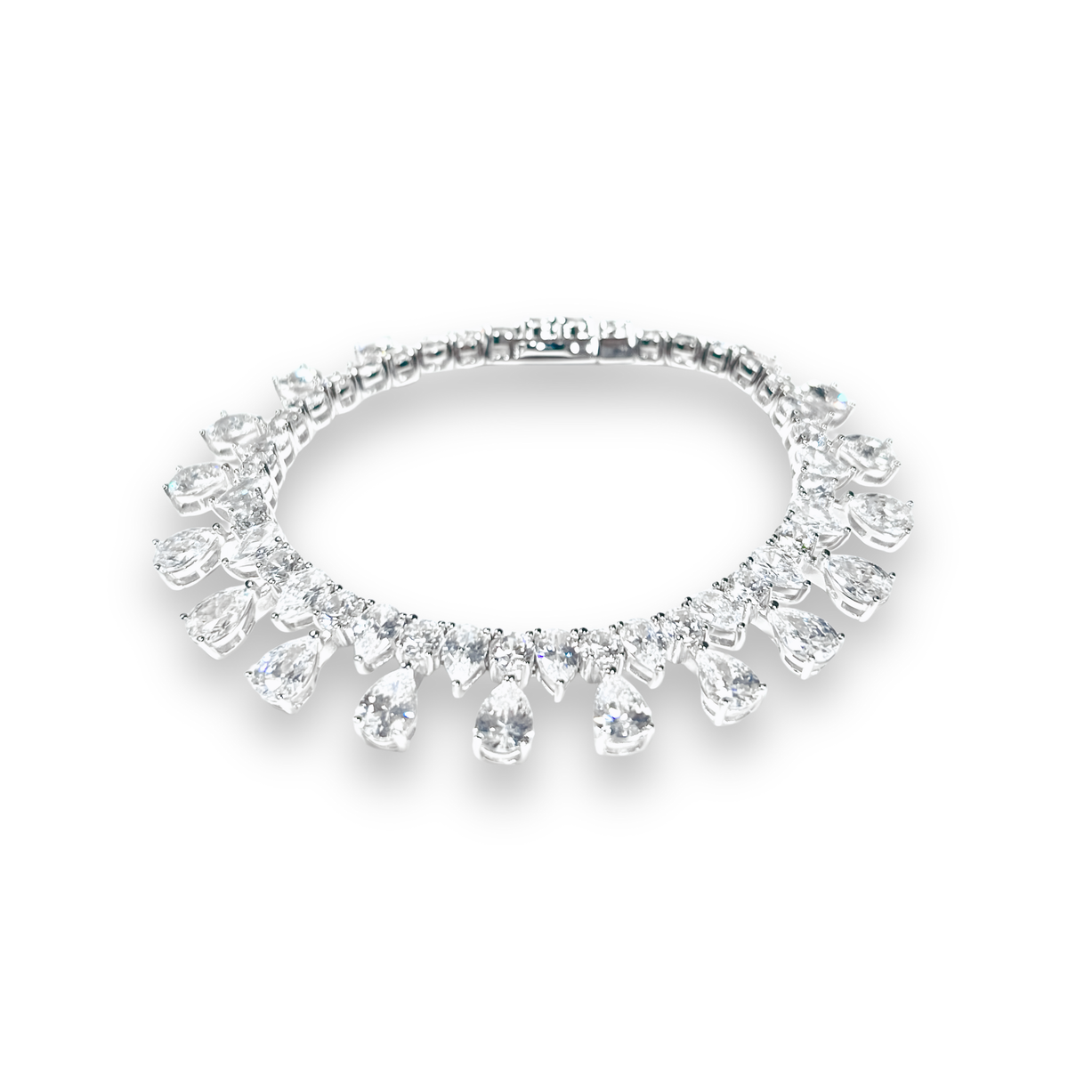 Bracciale Frangia di Gocce Bianco Diamante