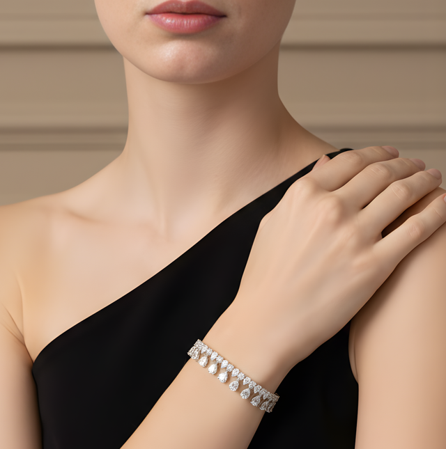 Bracciale Frangia di Gocce Bianco Diamante
