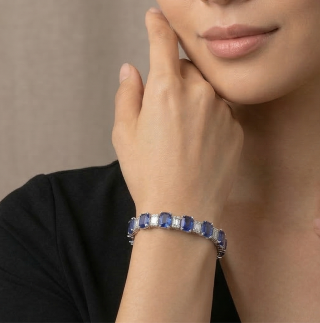 Bracciale Tennis Emerald Blu Zaffiro