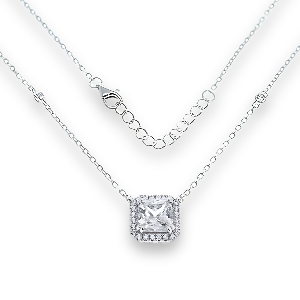 Collana Halo Princess Bianco Diamante