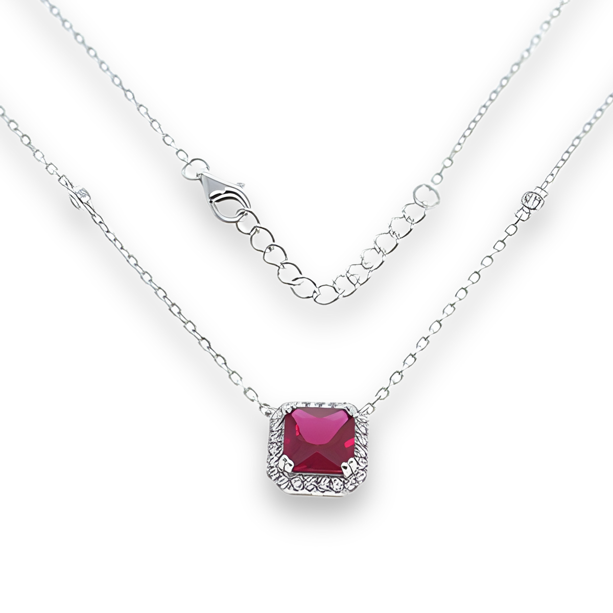 Collana Halo Princess Rosso Rubino