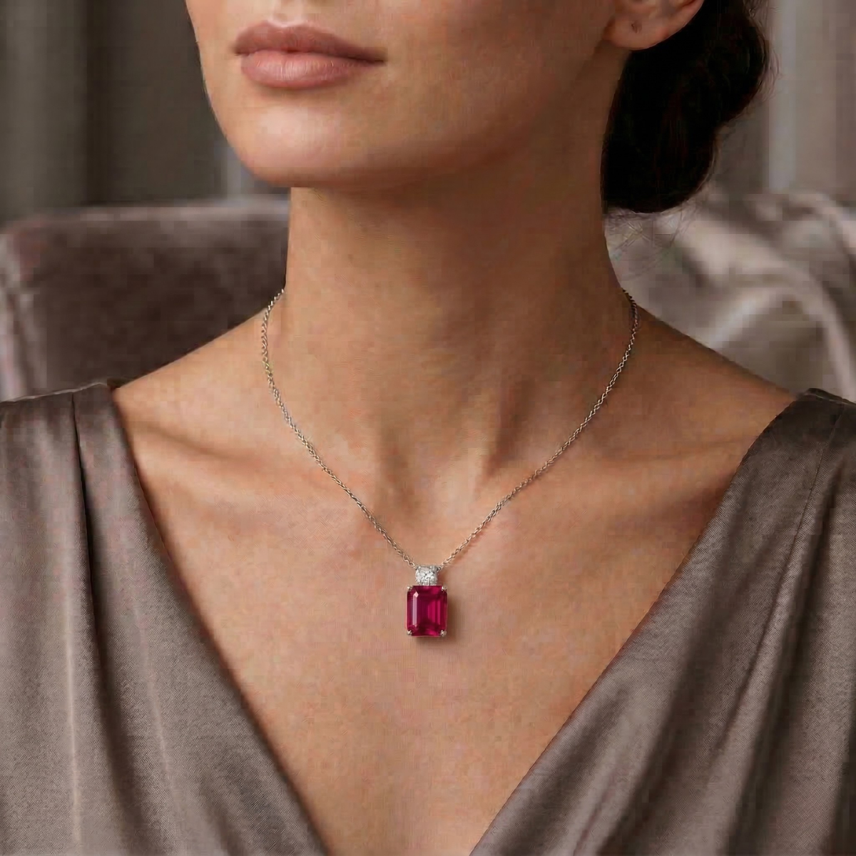 Collana Duo Emerald Rosso Rubino