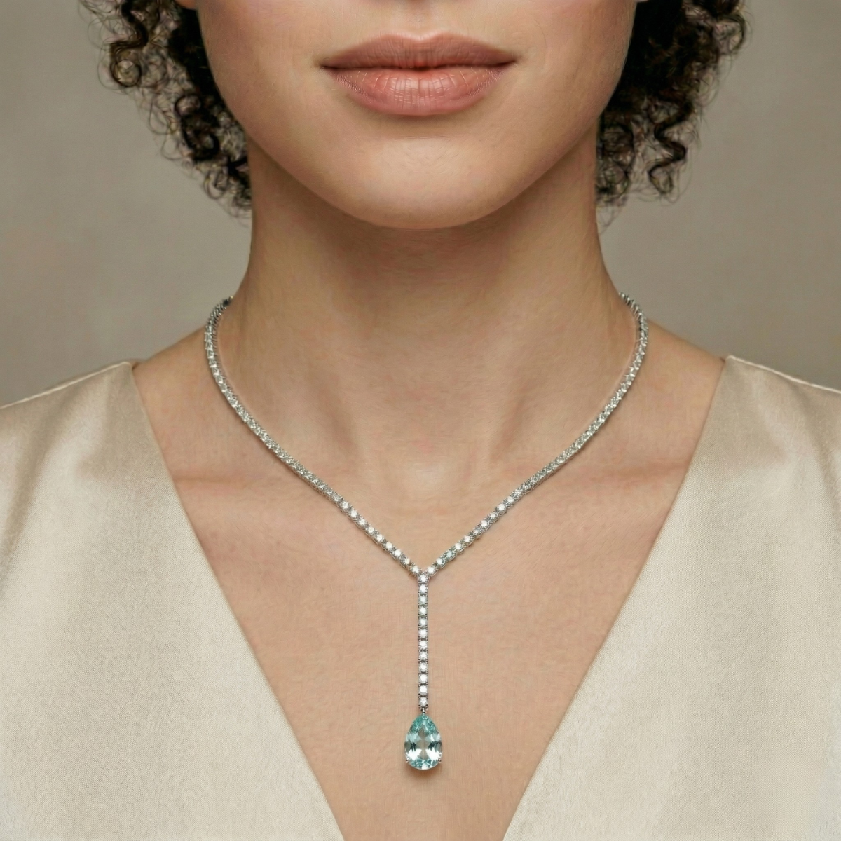 Collana Riviera Goccia Azzurro Acquamarina