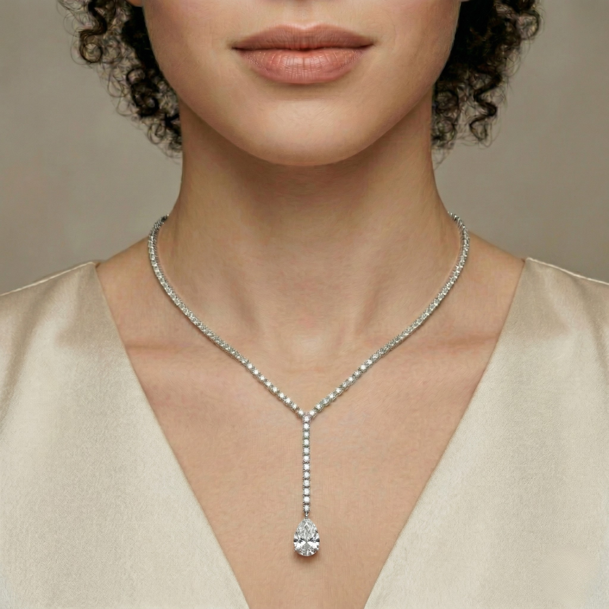 Collana Riviera Goccia Bianco Diamante