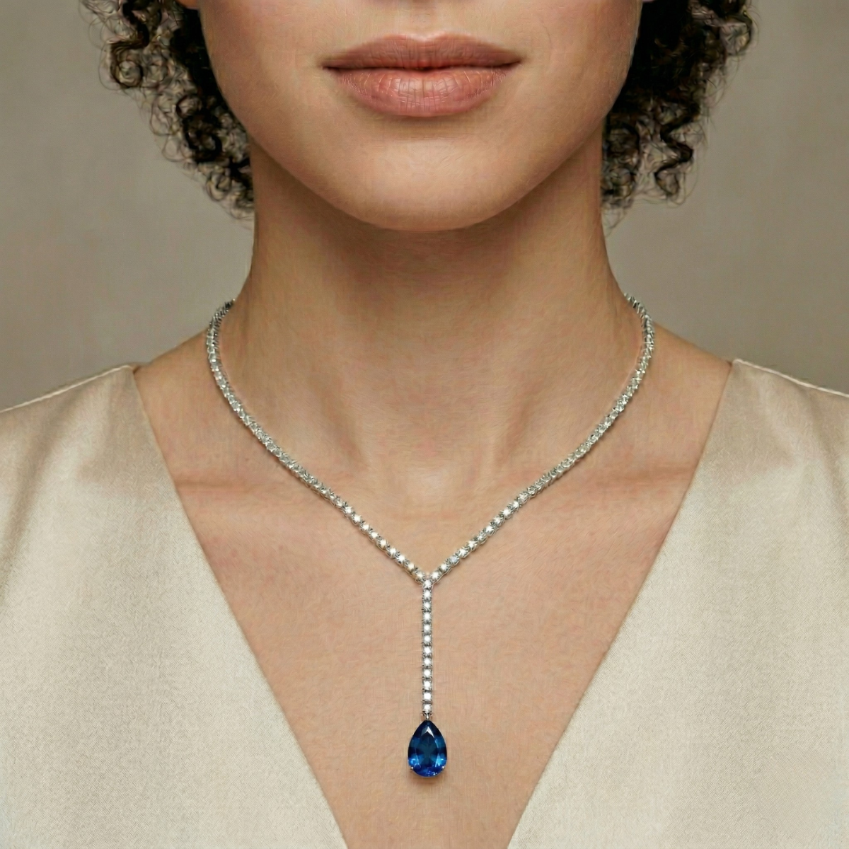 Collana Riviera Goccia Blu Zaffiro