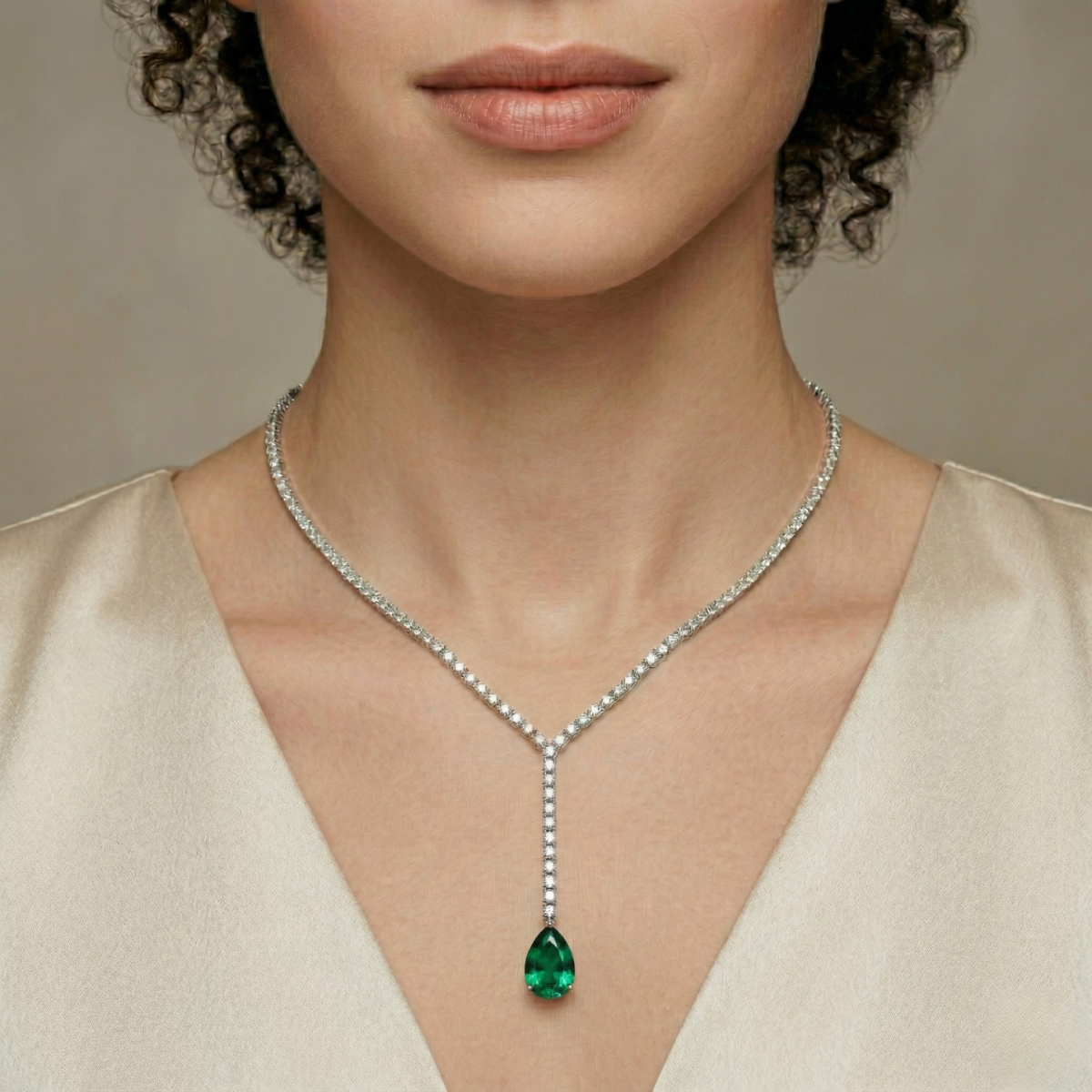 Collana Riviera Goccia Verde Smeraldo