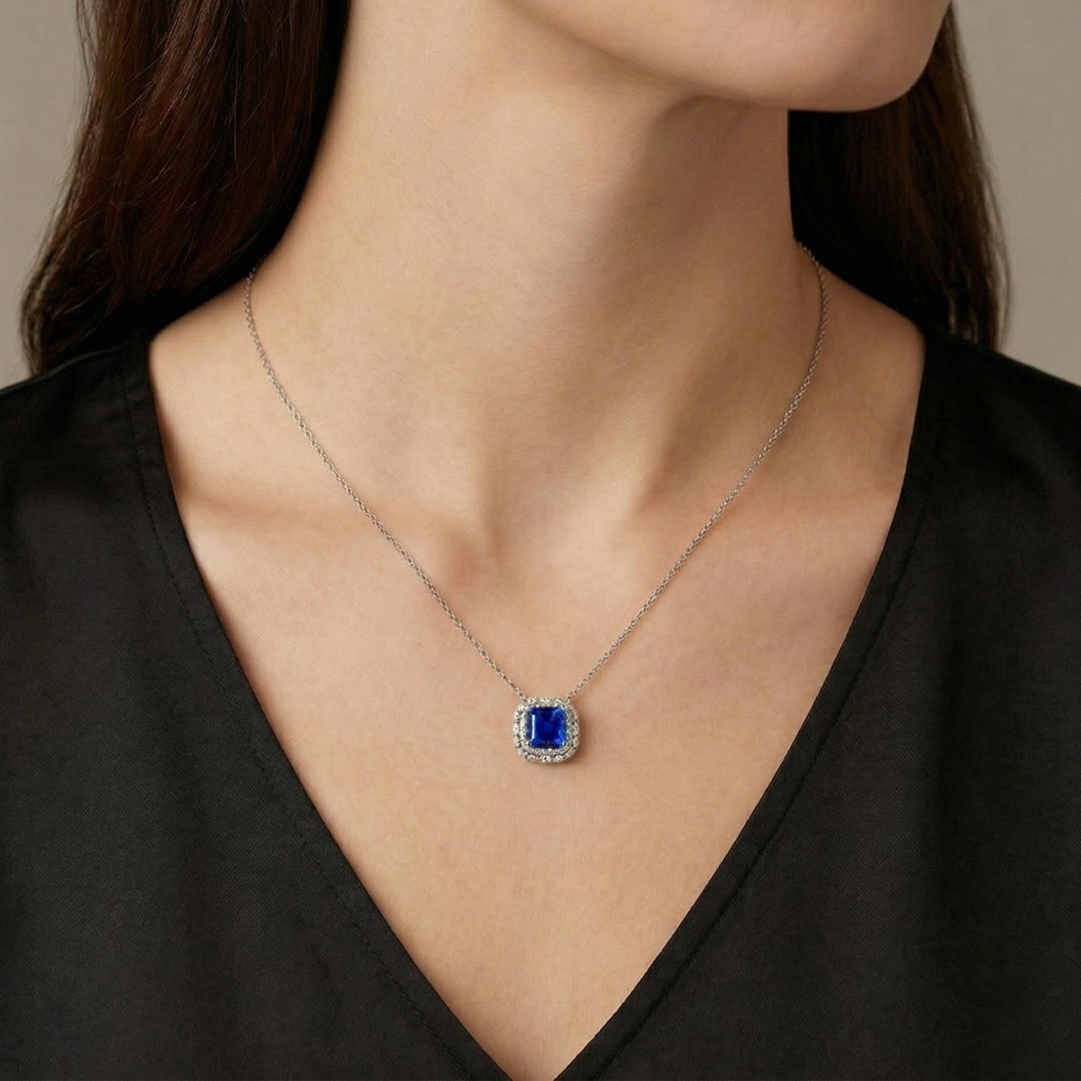 Collana Halo Twist Blu Zaffiro