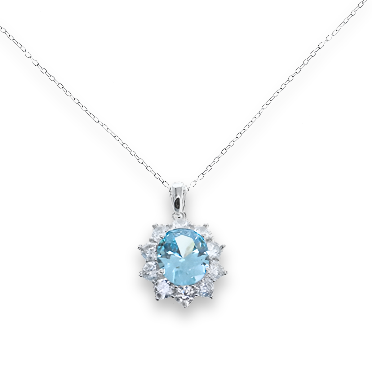 Collana Cluster Reale Azzurro Acquamarina
