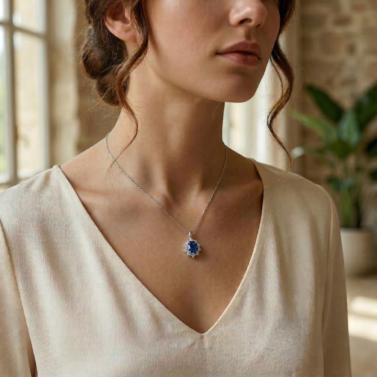 Collana Cluster Reale Blu Zaffiro