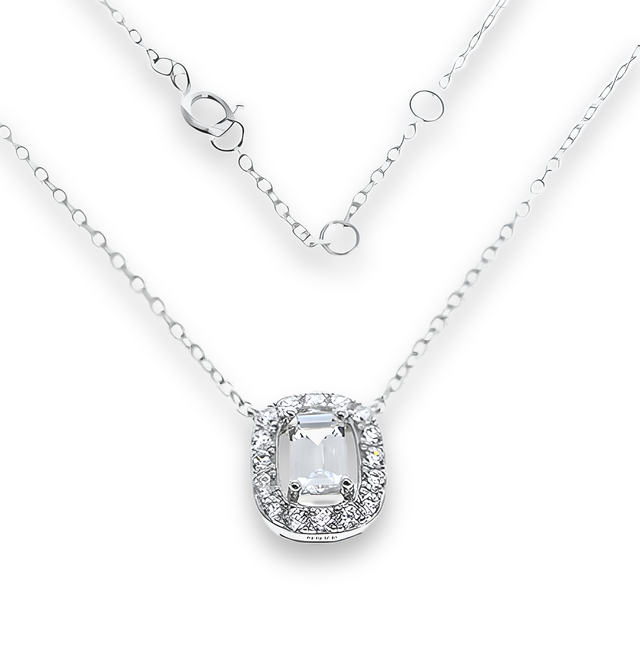 Collana Solitario Halo Bianco Diamante