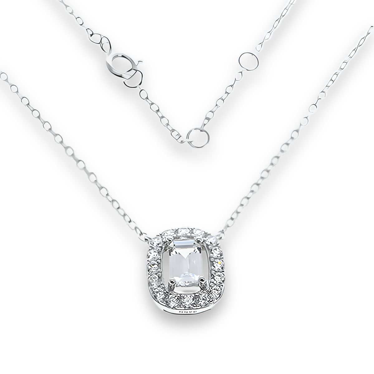 Collana Solitario Halo Bianco Diamante