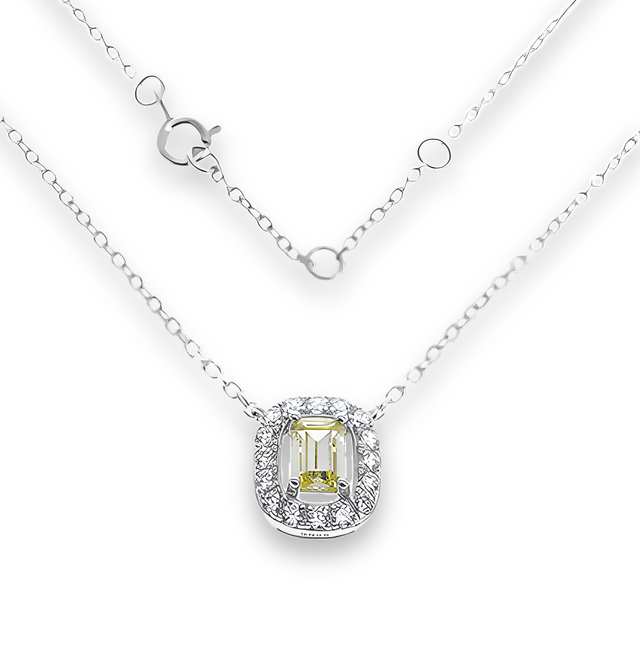 Collana Solitario Halo Giallo