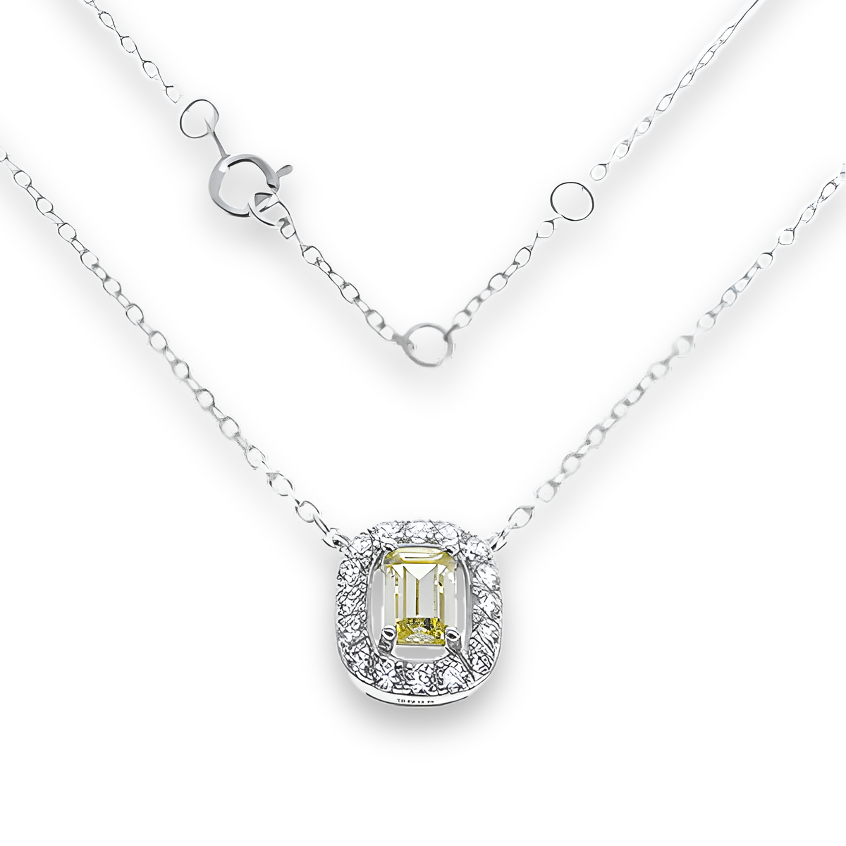 Collana Solitario Halo Giallo