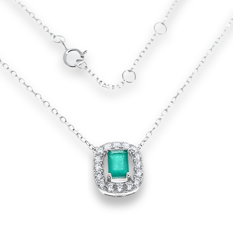 Collana Solitario Halo Verde Paraiba