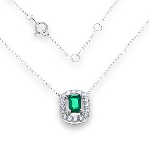 Collana Solitario Halo Verde Smeraldo