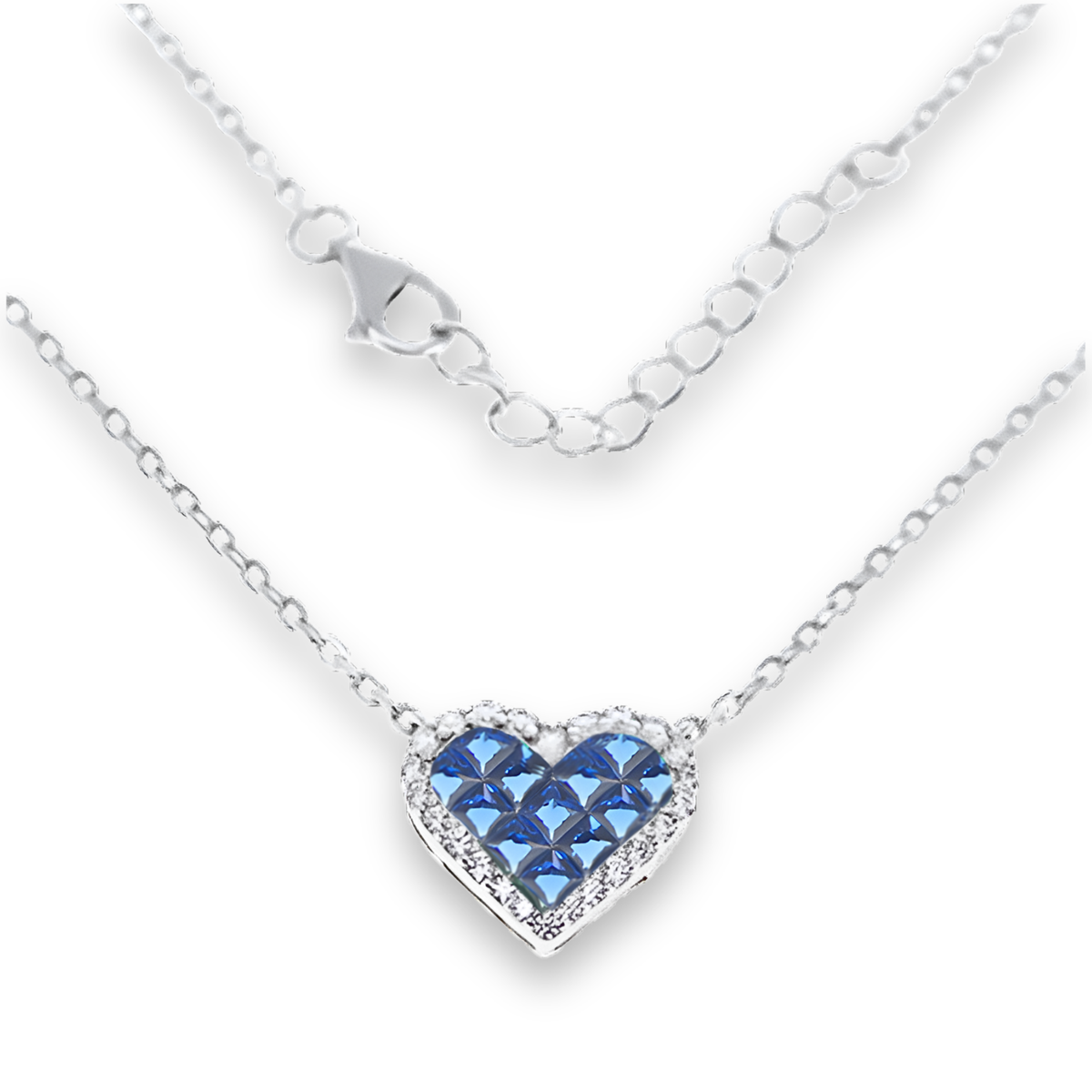 Collana Cuore Mosaico Blu Zaffiro