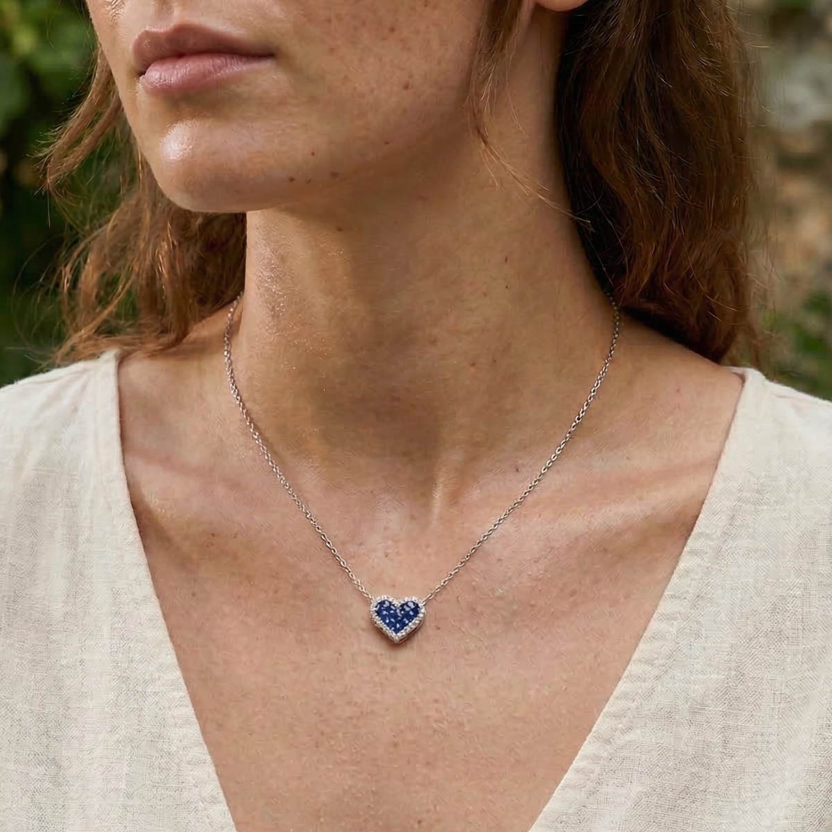 Collana Cuore Mosaico Blu Zaffiro