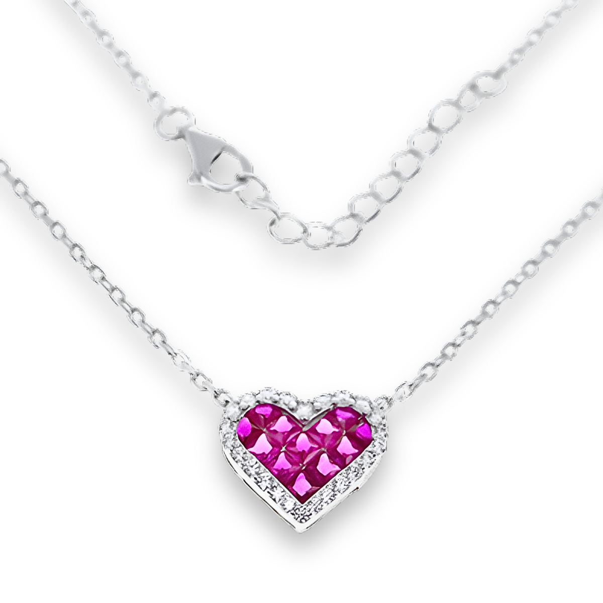 Collana Cuore Mosaico Rosso Rubino