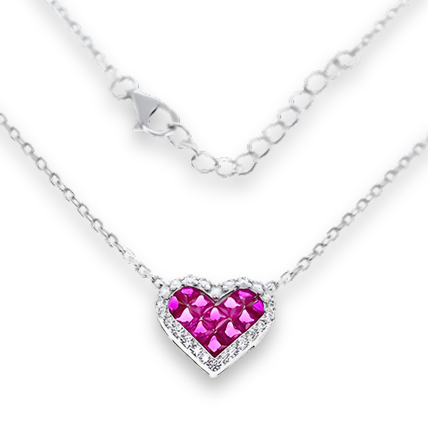 Collana Cuore Mosaico Rosso Rubino