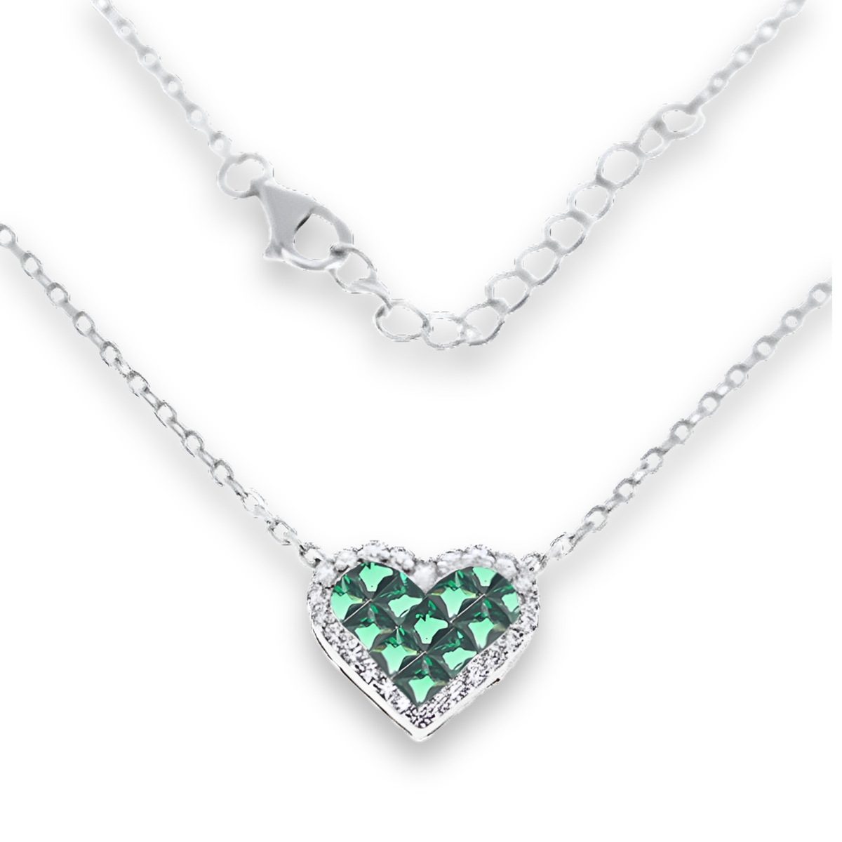 Collana Cuore Mosaico Verde Smeraldo