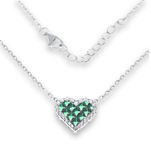 Collana Cuore Mosaico Verde Smeraldo