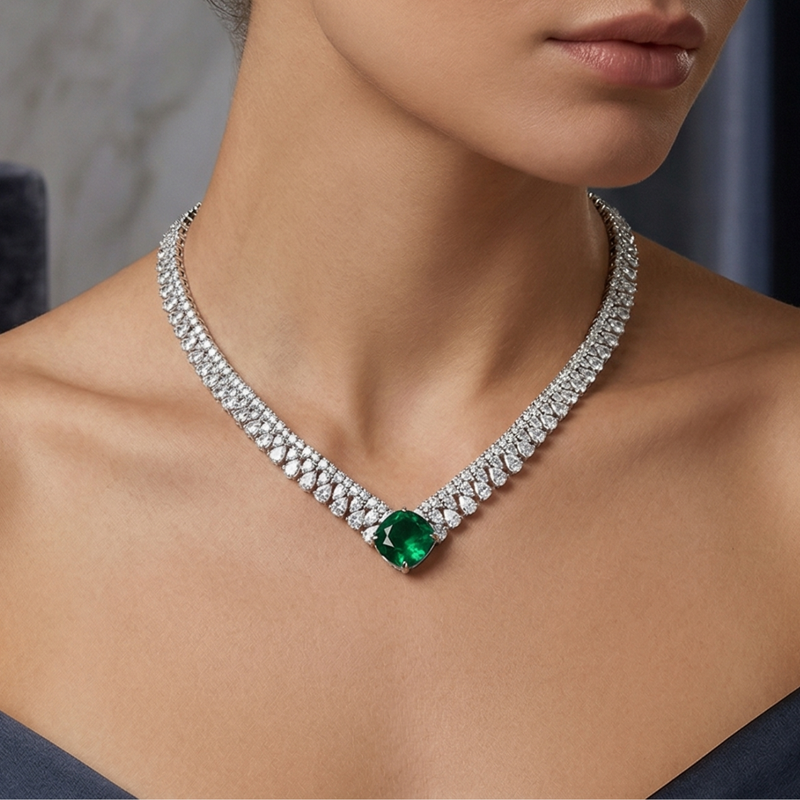 Collana Riviera V Verde Smeraldo