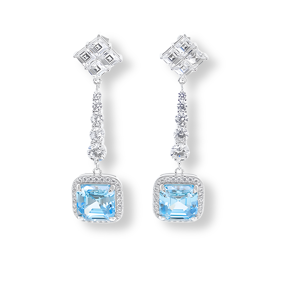 Orecchini Chandelier Azzurro Acquamarina