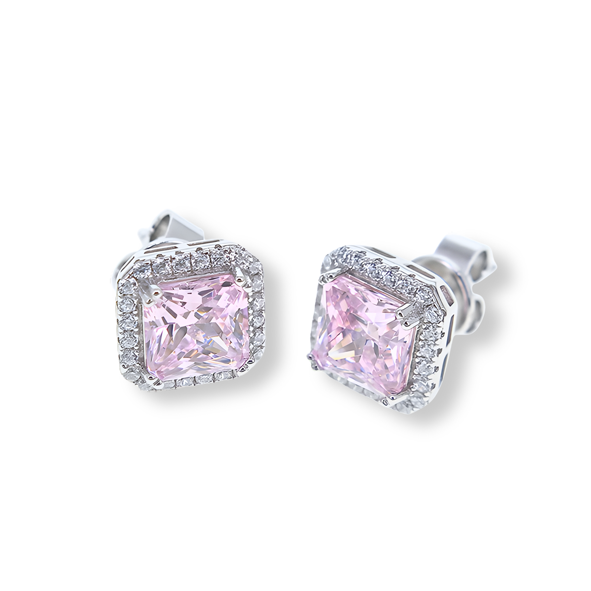Orecchini Halo Stud Rosa