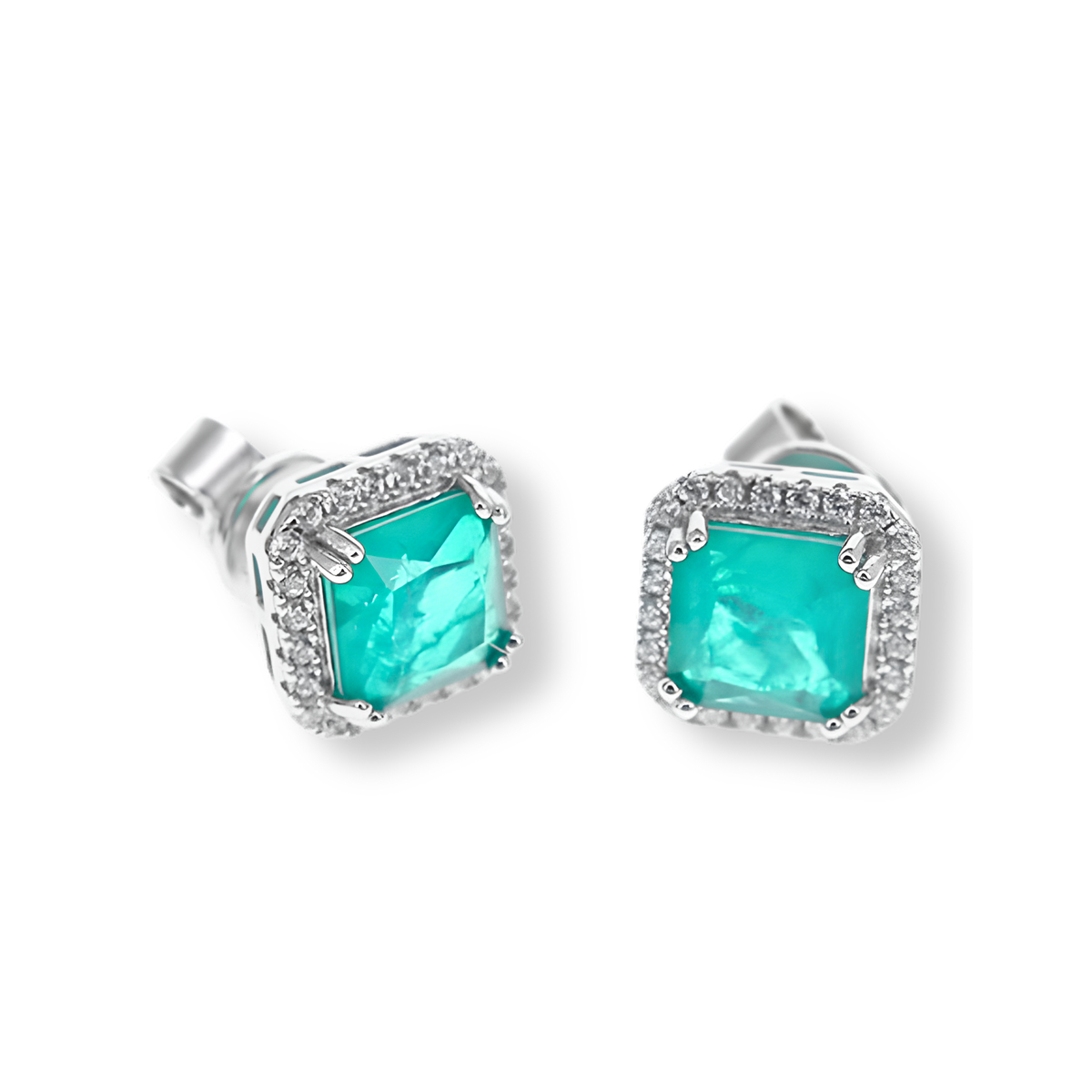 Orecchini Halo Stud Verde Paraiba