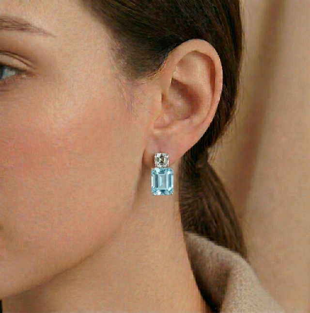 Orecchini Duo Emerald Azzurro Acquamarina