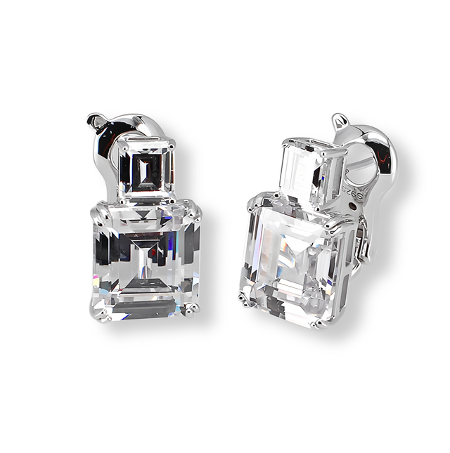 Orecchini Duo Emerald Bianco Diamante