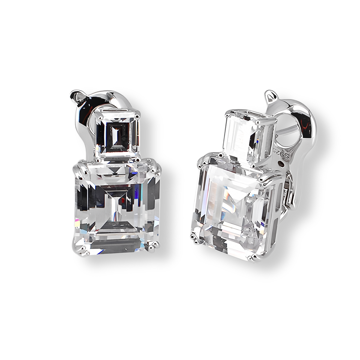 Orecchini Duo Emerald Bianco Diamante